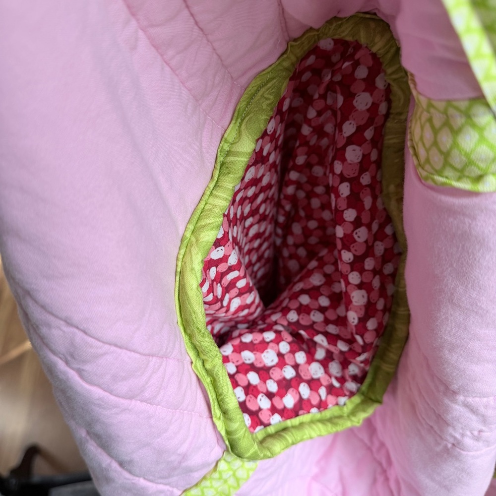Handmade Upcycled Pink Floral Print Quilt Jacket Size M/L - Picture 9 of 16